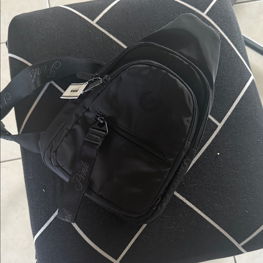 PINK Victoria's Secret Nylon Black Sling Belt Bag